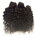 Three bundles Curly black hair extensions on a white background