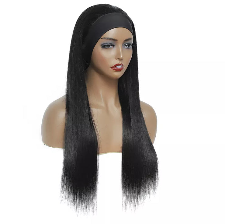 Human Hair Straight Head Band Wig