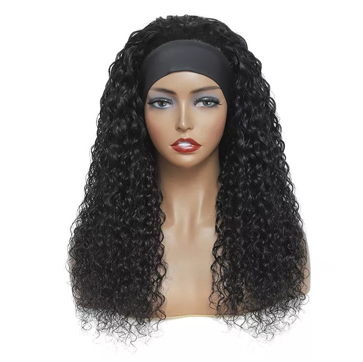 Human Hair Curly Head Band Wig