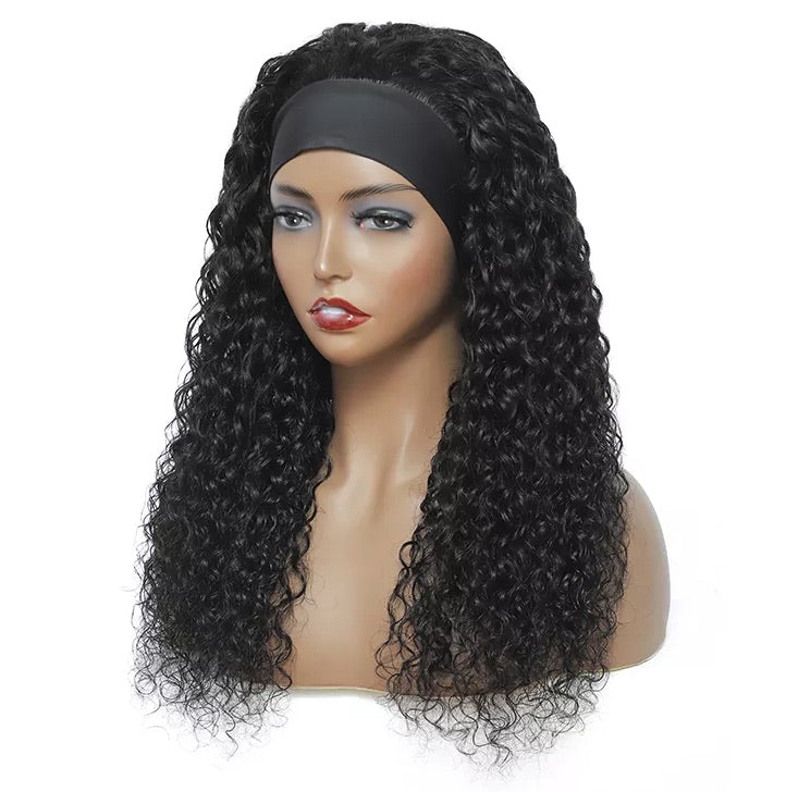 Human Hair Curly Head Band Wig