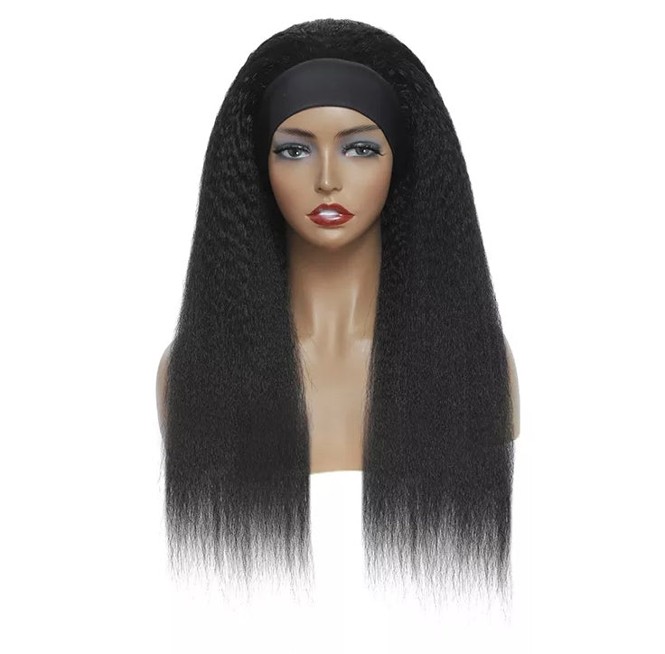 Kinky Straight Human Hair Head Band Wig