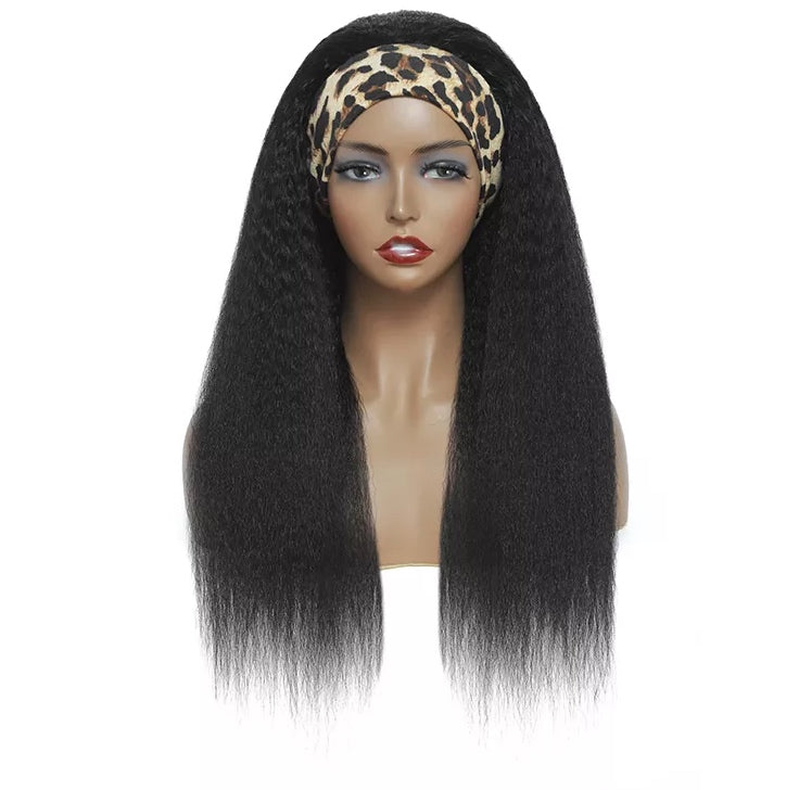 Kinky Straight Human Hair Head Band Wig