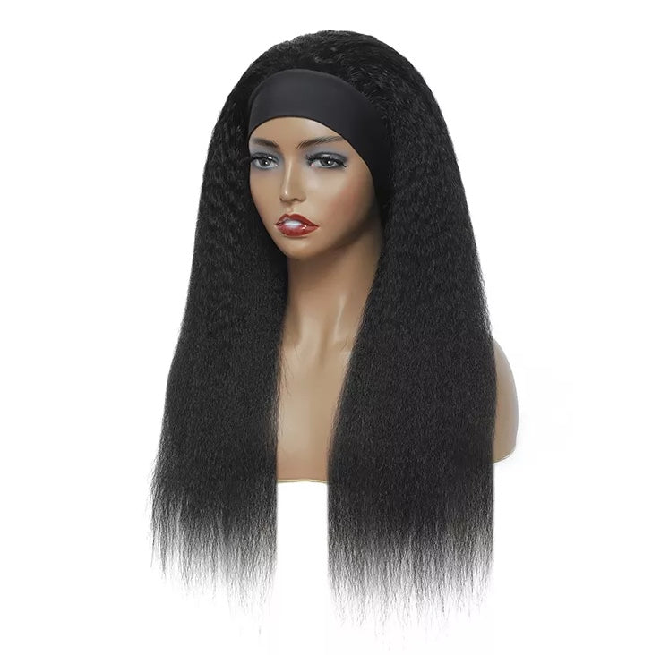 Kinky Straight Human Hair Head Band Wig