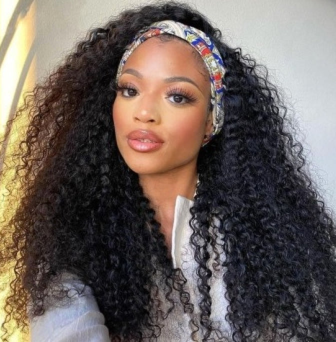 Human Hair Curly Head Band Wig