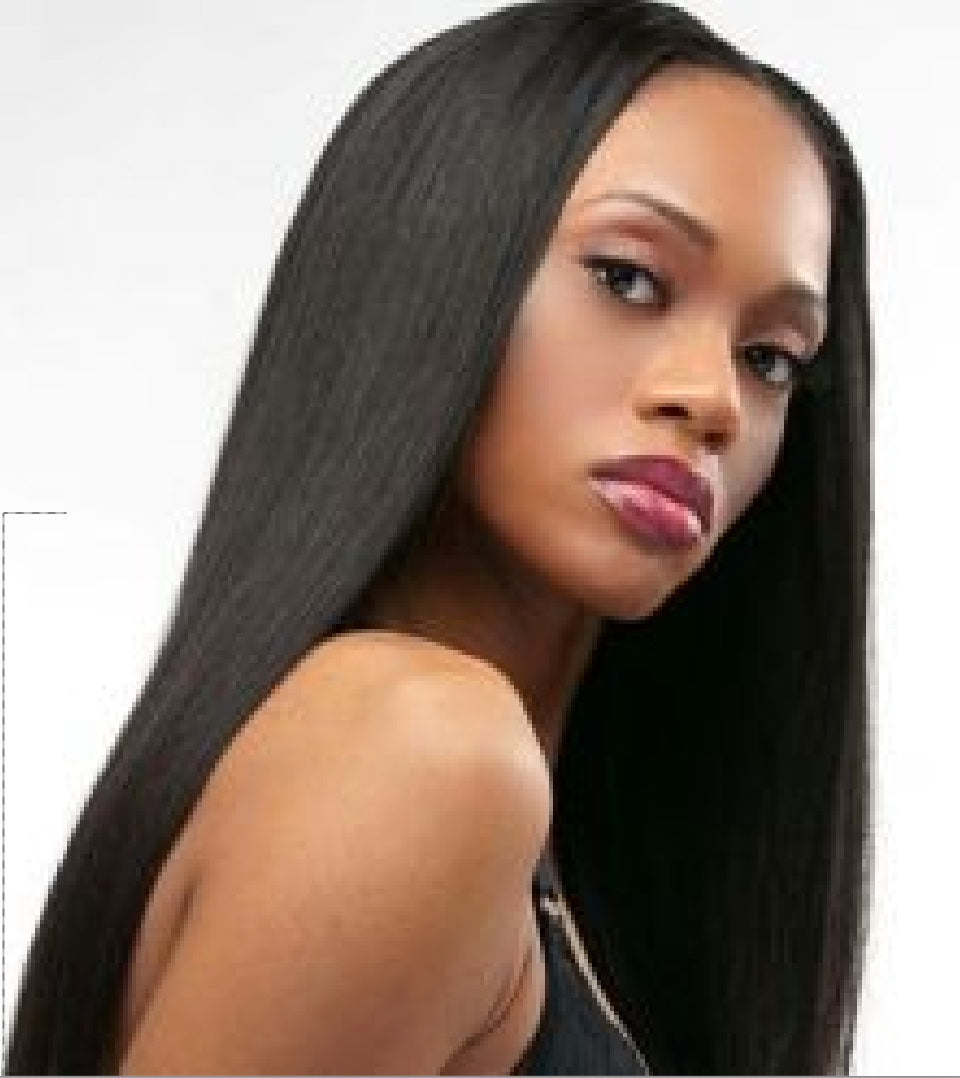 Afro Caribbean woman wearing Straight Human hair extensions