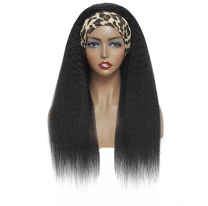 Kinky Straight Human Hair Head Band Wig